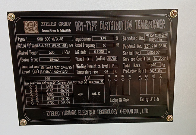 500kva dry-type transformer with shell exported to the United States